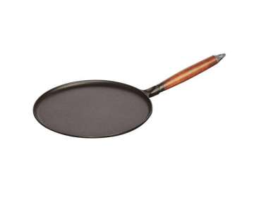 Crpes Pfanne schwarz m. Holzgriff 3-tlg., 28cm