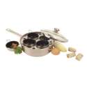 Gourmetpfanne mit Pyrex-Deckel 4 Behlter 18cm