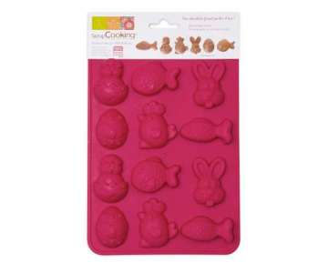 Silikonbackform Ostern (Hase,Ei,Kken,Fisch)