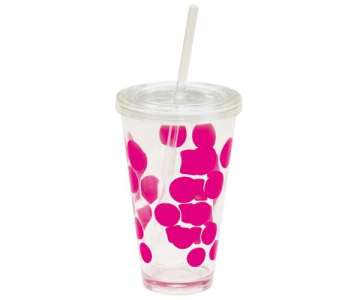 Dot Dot Becher mit Trinkhalm fuchsia 48 cl