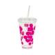 Dot Dot Becher mit Trinkhalm fuchsia 48 cl