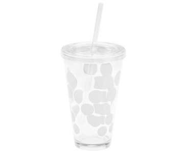 Dot Dot Becher mit Trinkhalm weiss 48 cl