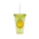 Smiley Klassik Doppelwand Becher grn m. Trinkhalm 48 cl
