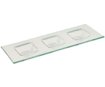Platte 3 Abteile eckig, 34x13 cm, transparent