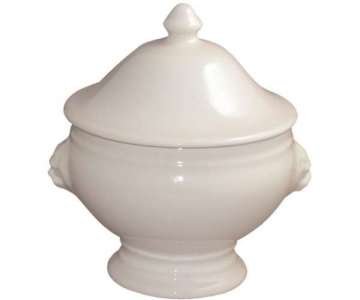 Lwenkopf Suppenschssel mit Deckel, 45cl, weiss