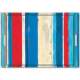 Stripes on Wood blau Tablett m. Griffen 45x31 cm