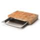Stirnholz Schneidebrett m. Edelstahl Schublade, 39x27x6 cm