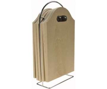 Set Schneidebrett 6Stk m. Metallstnder L 15cm, B 8cm, H29cm