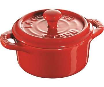 Keramik Mini Cocotte rund, kirschrot 0.2l / 10 cm