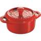 Keramik Mini Cocotte rund, kirschrot 0.2l / 10 cm