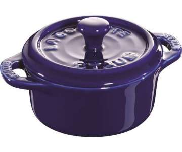 Keramik Mini Cocotte rund, dunkelblau 0.2l / 10 cm