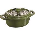 Keramik Mini Cocotte oval, basil 0.2l / 11 cm