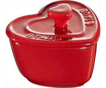 Keramik Mini Cocotte Herz 2er Set kirschrot, 8cm