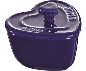Keramik Mini Cocotte Herz 2er Set dunkelblau, 8cm