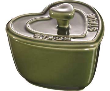 Keramik Mini Cocotte Herz 2er Set basil, 8cm