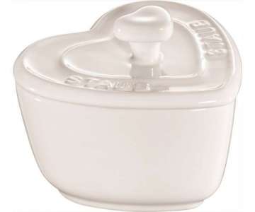 Keramik Mini Cocotte Herz 2er Set weiss, 8cm