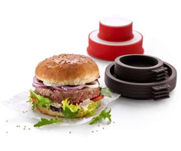 Hamburger und Brot Kit, 4-tlg., weiss/rot, braun, 11cm