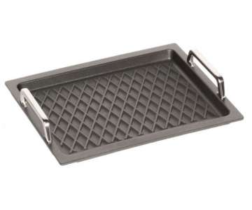 Bratplatte GN 2/3, H:2cm Induktion, Rautenmuster m. Griffen