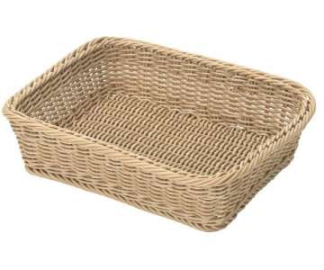 eckiger flacher Korb, beige, 40x32x10 cm