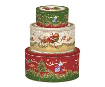Merry Christmas 3er Set Guetzli-B�chsen rund � 19/22/25 cm