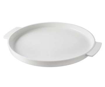 Platte rund mit Griffen,  34.5 cm, H: 3 cm, Satinweiss