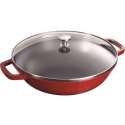 Wok mit Glasdeckel Kirschrot 4.4 lt., 30 cm