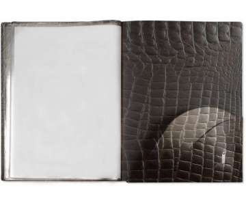 Portfolio Mappe mit 6 Sichthllen und Seitenfach braun Kroko