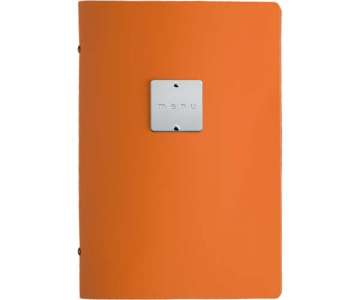 Menkarte A5 orange Metallschild dessert