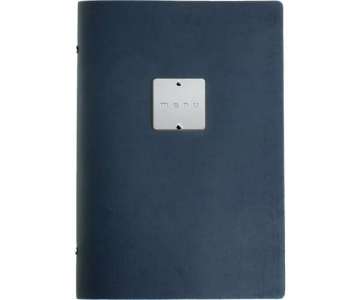 Menkarte A5 blau Metallschild dessert