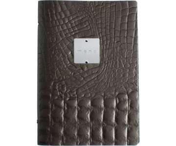 Menkarte A5 braun-kroko Metallschild dessert