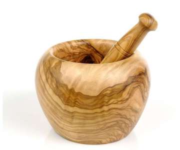 Mrser m. Stssel Olivenholz 18 cm