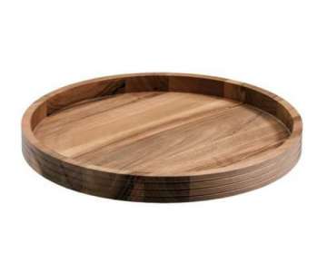 Serviertablett Holz rund, D:36cm, H:4cm, walnuss