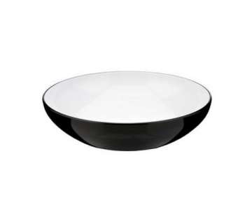 Glasschale 4L, D:32cm, H:8,5cm, schwarz/weiss