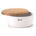 Keramik Brottopf mit Holzdeckel, 36x23x13.5 cm