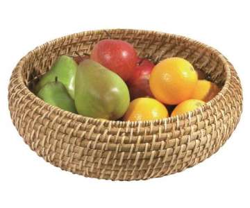 Korb, rund, bauchig, 22 cm aus Bambus und Rattan