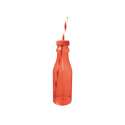 Soda Flasche m. Trinkhalm 70 cl, rot/weiss