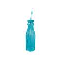 Soda Flasche m. Trinkhalm 70 cl, aquablau/weiss