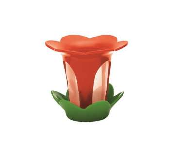 Teefilter mit Unterteller Blumen coral/grn 10x9 cm