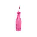 Soda Flasche m. Trinkhalm 70 cl, fuchsia/weiss