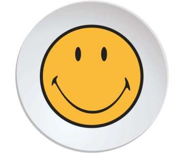 Smiley Teller tief, gelb/weiss 20 cm