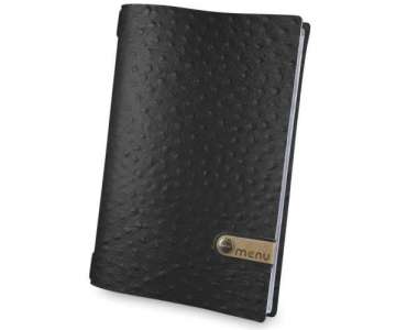 Menkarte MM A4 Fashion schwarz Strauss, Lederschild menu