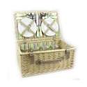 Picknick Korb fr 4 Personen, grn gestreift, 45x30x19 cm