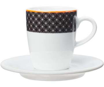 Lipari Espressotasse m. Untertasse, 12 cl, weiss/schwarz Li