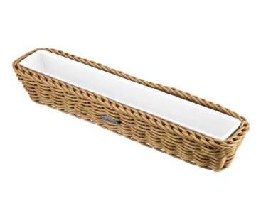 Korb m. Porzellanschale, beige, 28x6x4.5 cm