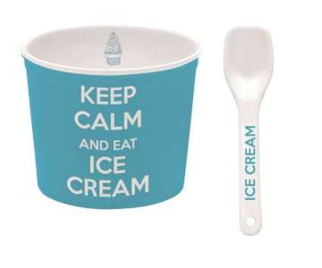 Keep Calm Porzellan Eisbecher, blau,  8.5 cm
