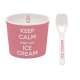 Keep Calm Porzellan Eisbecher, rosa,  8.5 cm