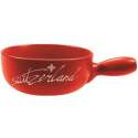 Fondue Caquelon rot mit Dekor Switzerland 22cm