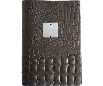 Menkarte A5 braun-kroko Metallschild carta
