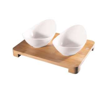 PRODEGA Snack Set 2 Schalen 19cm oval+Bambus Tablett
