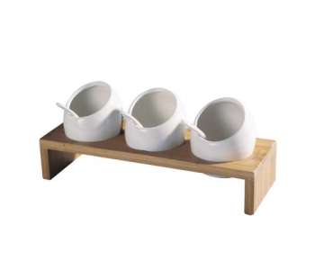PRODEGA Appetizer-Set 3 Schalen m. Lffeln+Bambus Halter